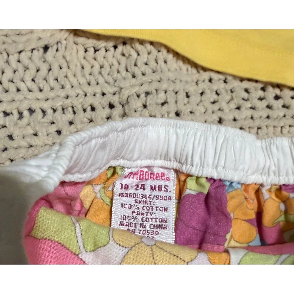 VTG Gymboree Girls Yellow Daisy Tank Top and Retro Floral Skort Set 18-24 Months